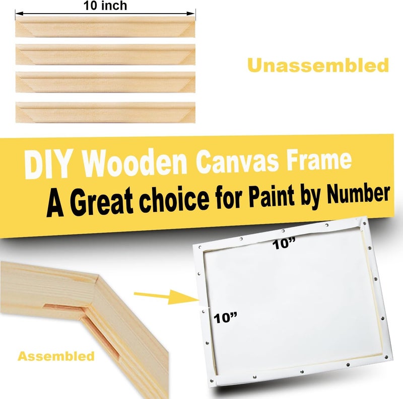 ECOIOU DIY Canvas Mini Stretcher Bars 10x10 Inch Canvas Frame, Sturdy Stretcher Frames for Oil Paintings, Prints, Paint by Numbers & Posters(Need Extra Size to wrap Around The Frame) - Image 2